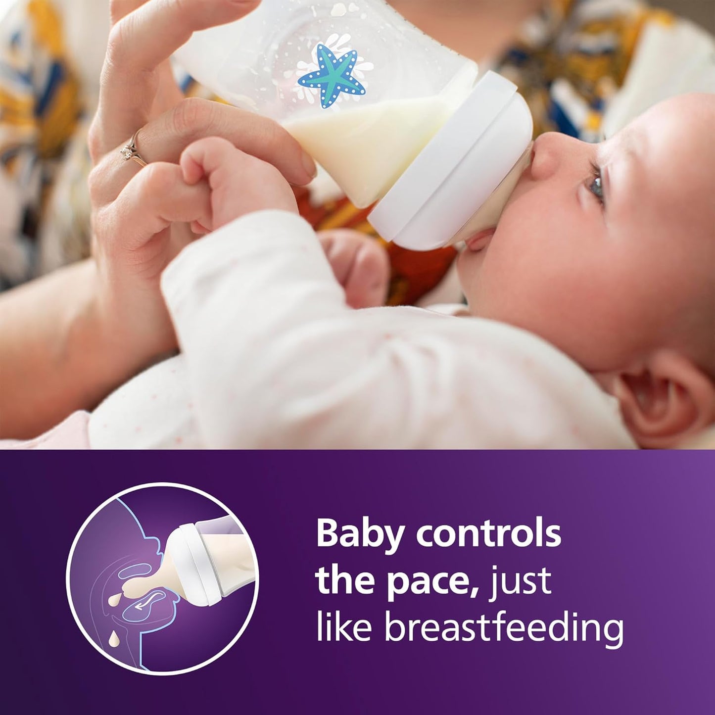 Philips Avent Natural Baby Bottle with Natural Response , with Sea Design, 9oz, 4pk, SCY903/68